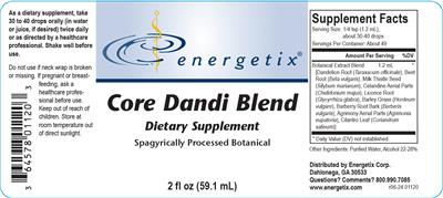 Photo of the Energetix Core Dandi Blend label