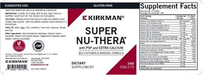 Photo of the Kirkman Super Nu-Thera with P5P and Extra Calcium label
