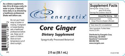 Photo of the Energetix Core Ginger label