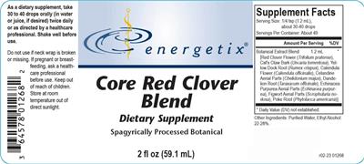 Photo of the Energetix Core Red Clover Blend label