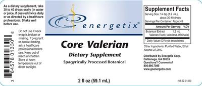 Photo of the Energetix Core Valerian label