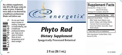 Photo of the Energetix Phyto Rad label
