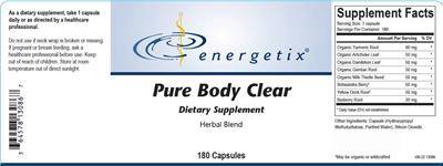 Photo of the Energetix Pure Body Clear label