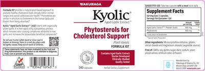 Photo of the Kyolic Kyolic Plant Sterols Formula 107 label