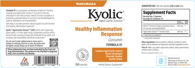 Photo of the Kyolic Kyolic Curcumin Formula 111 label