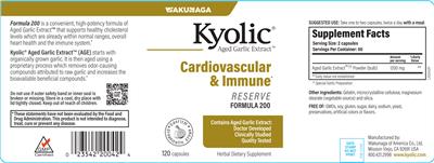 Photo of the Kyolic Kyolic Reserve Formula 200 label