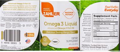 Photo of the Zahler Omega 3 Liquid label