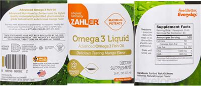 Photo of the Zahler Omega 3 Liquid label