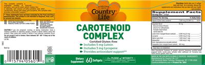 Photo of the Country Life Carotenoid Complex label