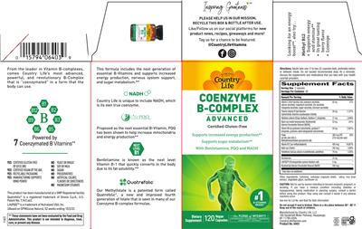 Photo of the Country Life Coenzyme B-Complex Advanced label