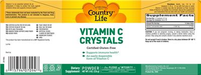 Photo of the Country Life Vitamin C Crystals label