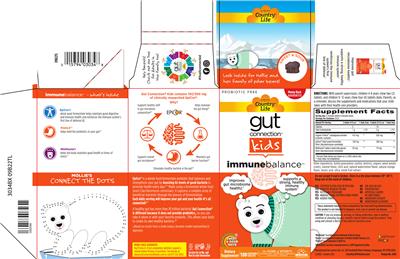 Photo of the Country Life Gut Connection Kids Immune Balance Sweet & Sour Taste label