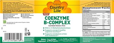 Photo of the Country Life Coenzyme B-Complex label