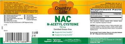 NAC N-Acetyl Cysteine 750 mg (Label) | Dietary Supplement Label