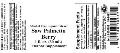Photo of the Indiana Botanic Gardens Saw Palmetto Berry label