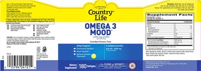 Photo of the Country Life Omega 3 Mood Natural Lemon Flavored! label