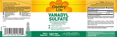 Photo of the Country Life Vanadyl Sulfate label