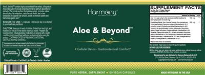 Photo of the Harmony Nutraceuticals Aloe & Beyond label