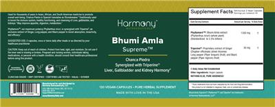 Photo of the Harmony Nutraceuticals Bhumi Amla Supreme label