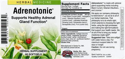 Photo of the Herbs Etc. Adrenotonic label