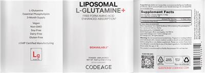 Photo of the Codeage Liposomal L-Glutamine+ label