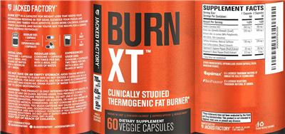 Photo of the Jacked Factory Burn XT label