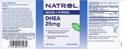 Photo of the Natrol DHEA 25 mg label