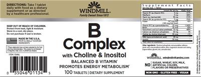 Photo of the Windmill B Complex with Choline & Inositol label