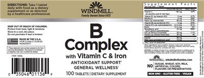 Photo of the Windmill B Complex with Vitamin C & Iron label