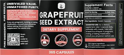 Photo of the Pure Original Ingredients Grapefruit Seed Extract 485 mg label