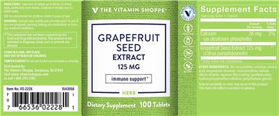 Photo of the The Vitamin Shoppe Grapefruit Seed Extract 125 mg label