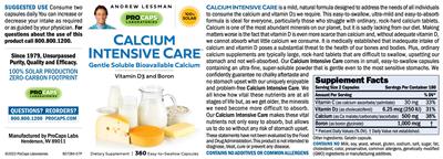 Photo of the ProCaps Laboratories Calcium Intensive Care label