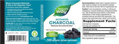 Photo of the Nature's Way Charcoal Activated 560 mg label