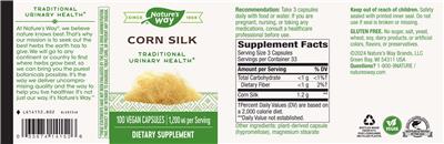 Photo of the Nature's Way Corn Silk 1,200 mg label