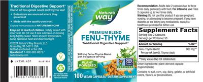 Photo of the Nature's Way Fenu-Thyme 900 mg label