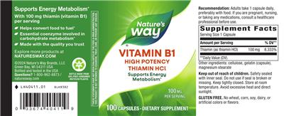 Vitamin B-1 100 mg High Potency Thiamin HCl