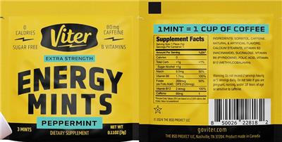Photo of the Viter Extra Strength Energy Mints Peppermint label