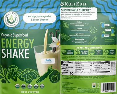 Photo of the Kuli Kuli Organic Superfood Energy Shake Vanilla label