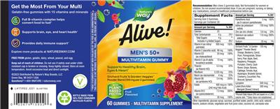 Photo of the Nature's Way Alive! Men's 50+ Gummy Multivitamin label