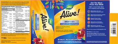 Photo of the Nature's Way Alive! Men's 50+ Complete Multivitamin label