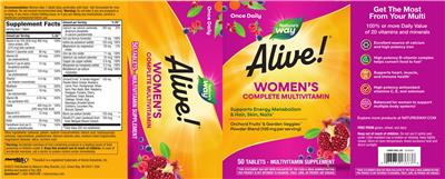 Photo of the Nature's Way Alive! Women's Complete Multivitamin label