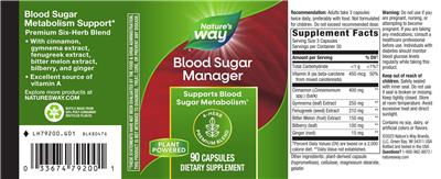 Photo of the Nature's Way Blood Sugar Manager label