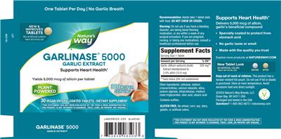 Photo of the Nature's Way Garlinase 5000 320 mg label