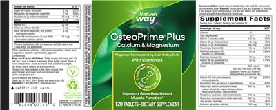 Photo of the Nature's Way OsteoPrime Plus Calcium & Magnesium label