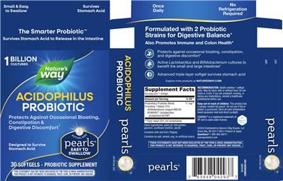 Label of Acidophilus Probiotic Pearls 1 Billion Cultures