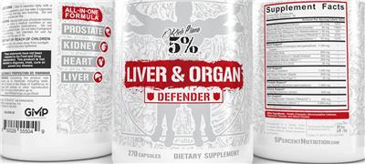 Photo of the Rich Piana 5% Nutrition Liver & Organ Defender label