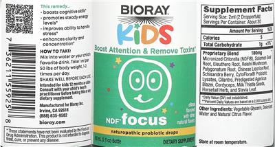Photo of the Bioray Kids NDF Focus Citrus label