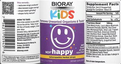 Photo of the Bioray Kids NDF Happy Peach label