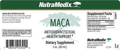 Photo of the NutraMedix Maca label