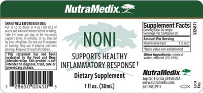 Photo of the NutraMedix Noni label